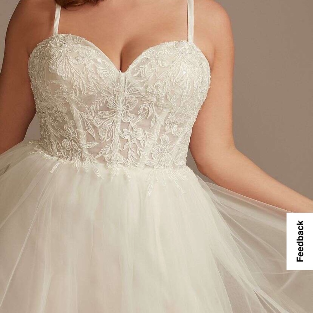 David’s Bridal Sheer Boned Bodice Tulle Wedding Dress